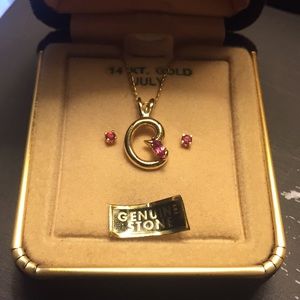 Beautiful Ruby necklace and earring set